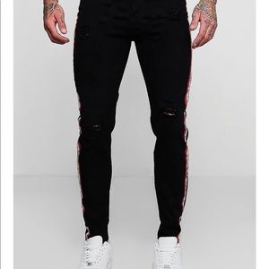 Men red & whit stripes jeans